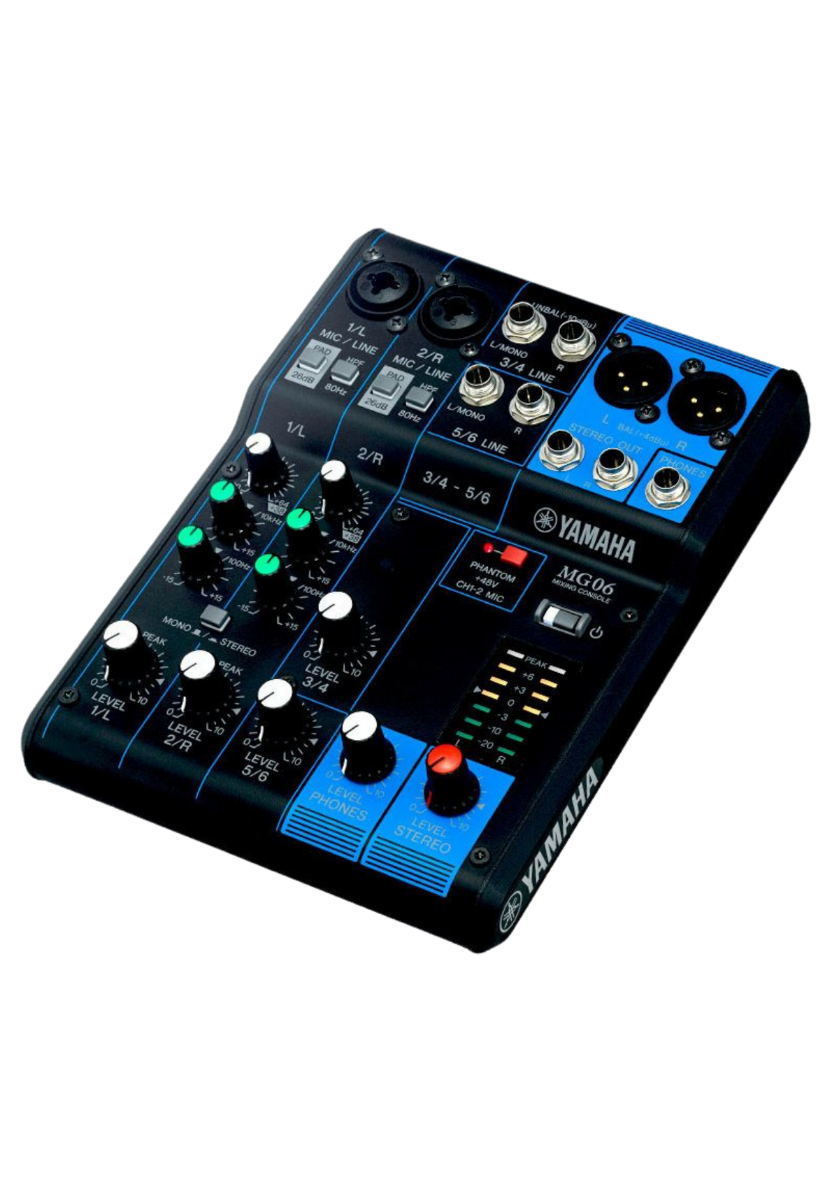 YAMAHA MG06 6-Channel Mixing Console 2 Mic / 6 Line with Knobs