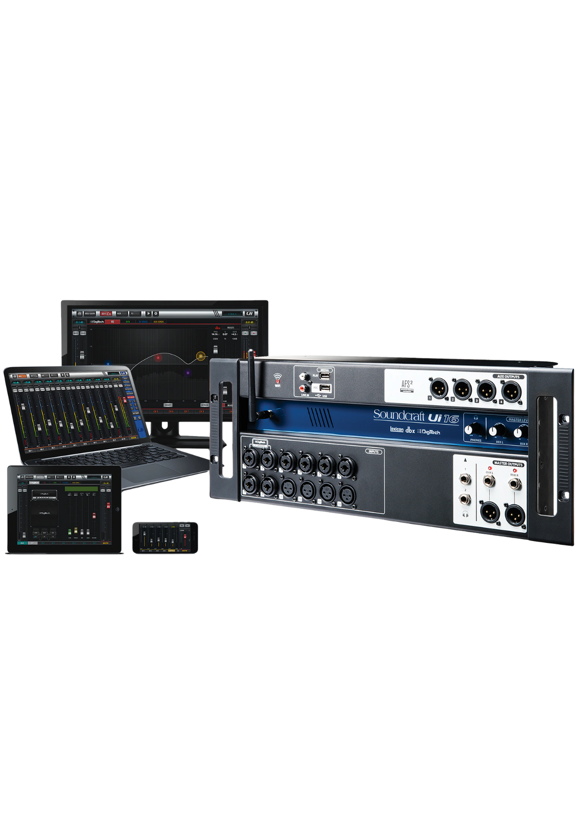 SOUNDCRAFT Ui16 Remote Control 16i/p Digital Mixer Built-In WiFi 19 Rack