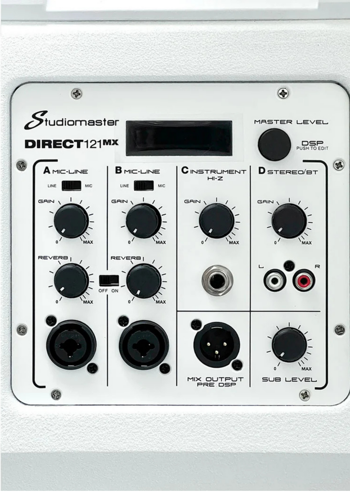 STUDIO MASTER DIRECT 121MX-WHITE 2,000 W 12" Active PA Speaker System + DSP Mixer