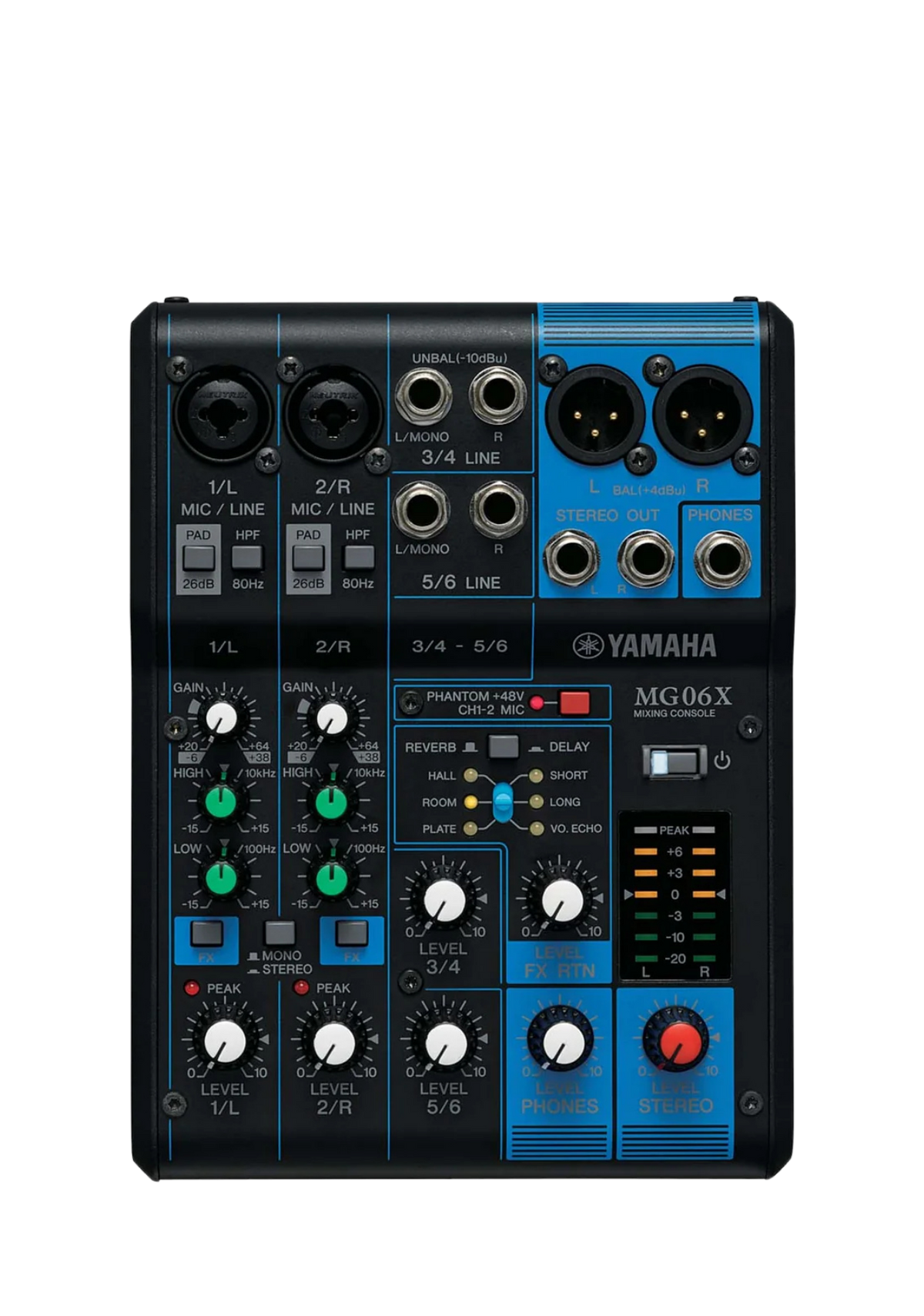 YAMAHA MG06X 6-Ch Mixing Console 2 Mic / 6 Line + SPX with Knobs