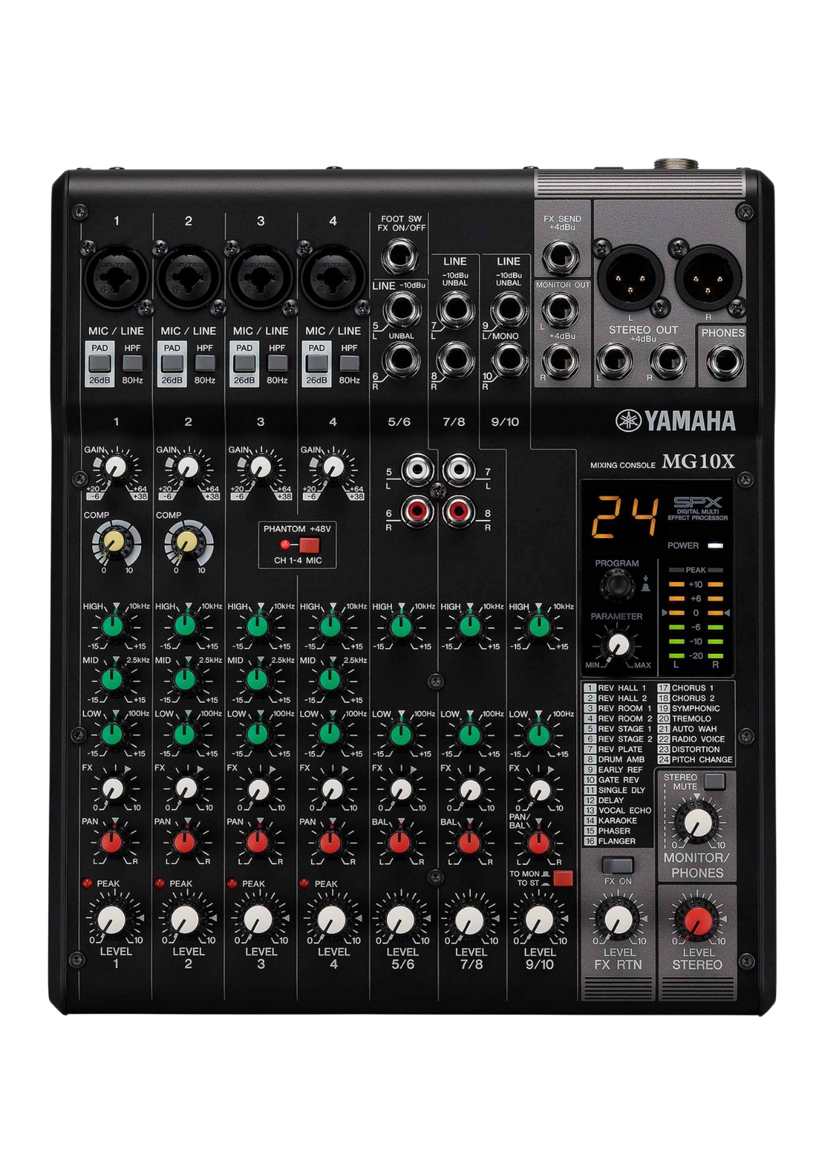YAMAHA MG10X 10-Ch Mixing Console 4 Mic / 10 Line + SPX with Knobs