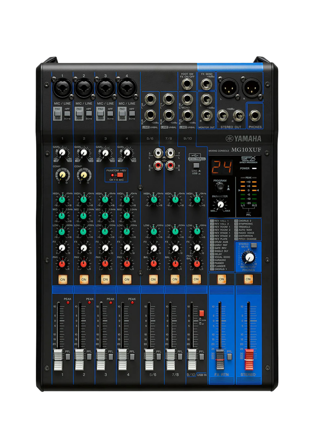 YAMAHA MG10XUF 10-Ch Mixing Console 4 Mic / 10 Line + SPX with Faders