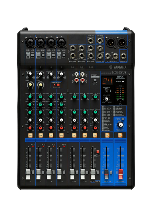 YAMAHA MG10XUF 10-Ch Mixing Console 4 Mic / 10 Line + SPX with Faders