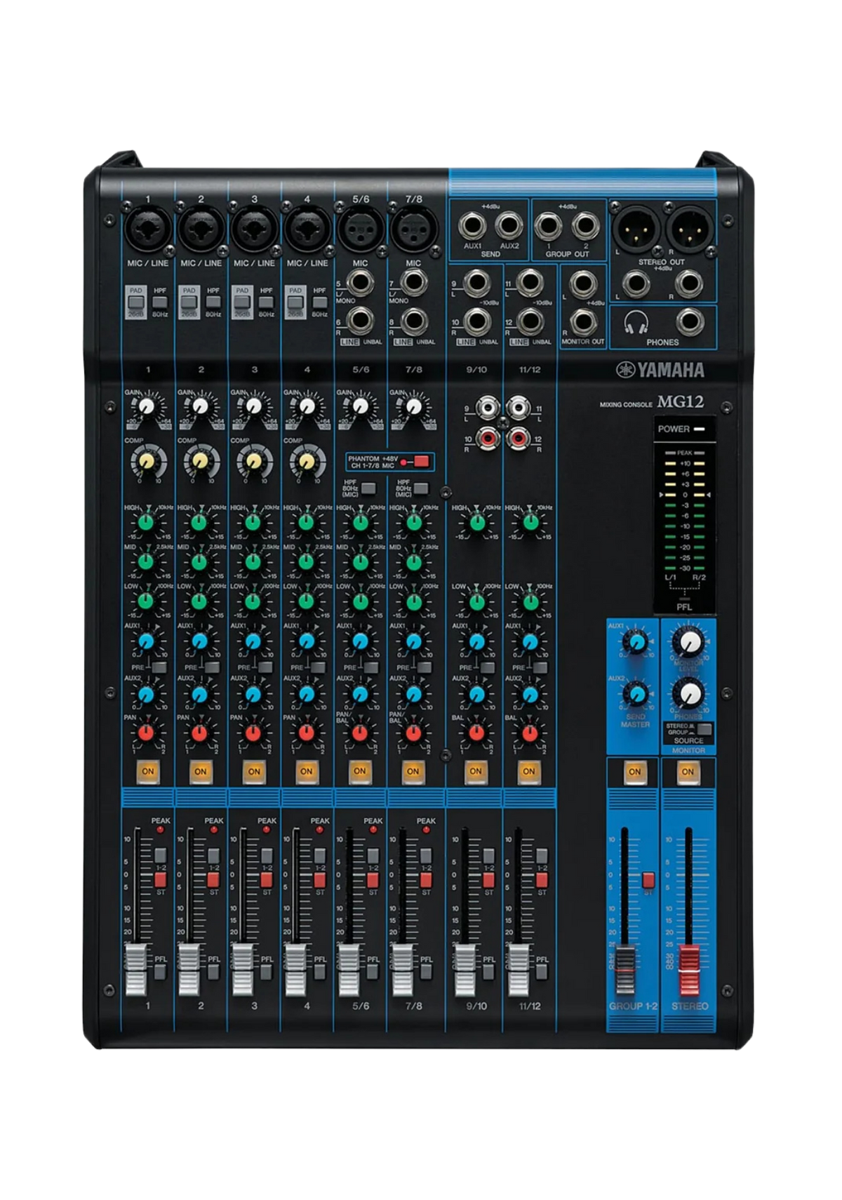 YAMAHA MG12 12-Channel Mixing Console 6 Mic / 12 Line with Faders
