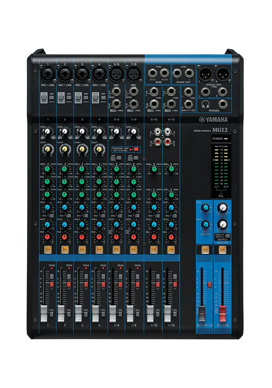 YAMAHA MG12 12-Channel Mixing Console 6 Mic / 12 Line with Faders