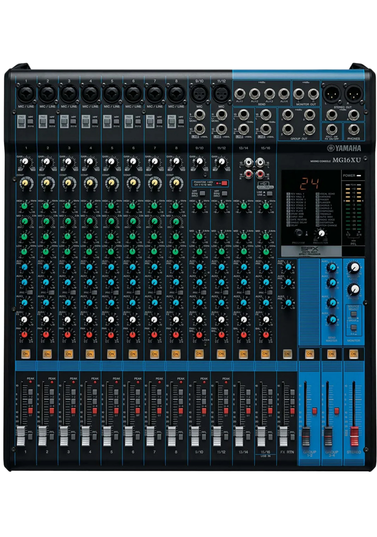 YAMAHA MG16XU 16-Ch Mixing Console 10 Mic / 16 Line + SPX with Faders